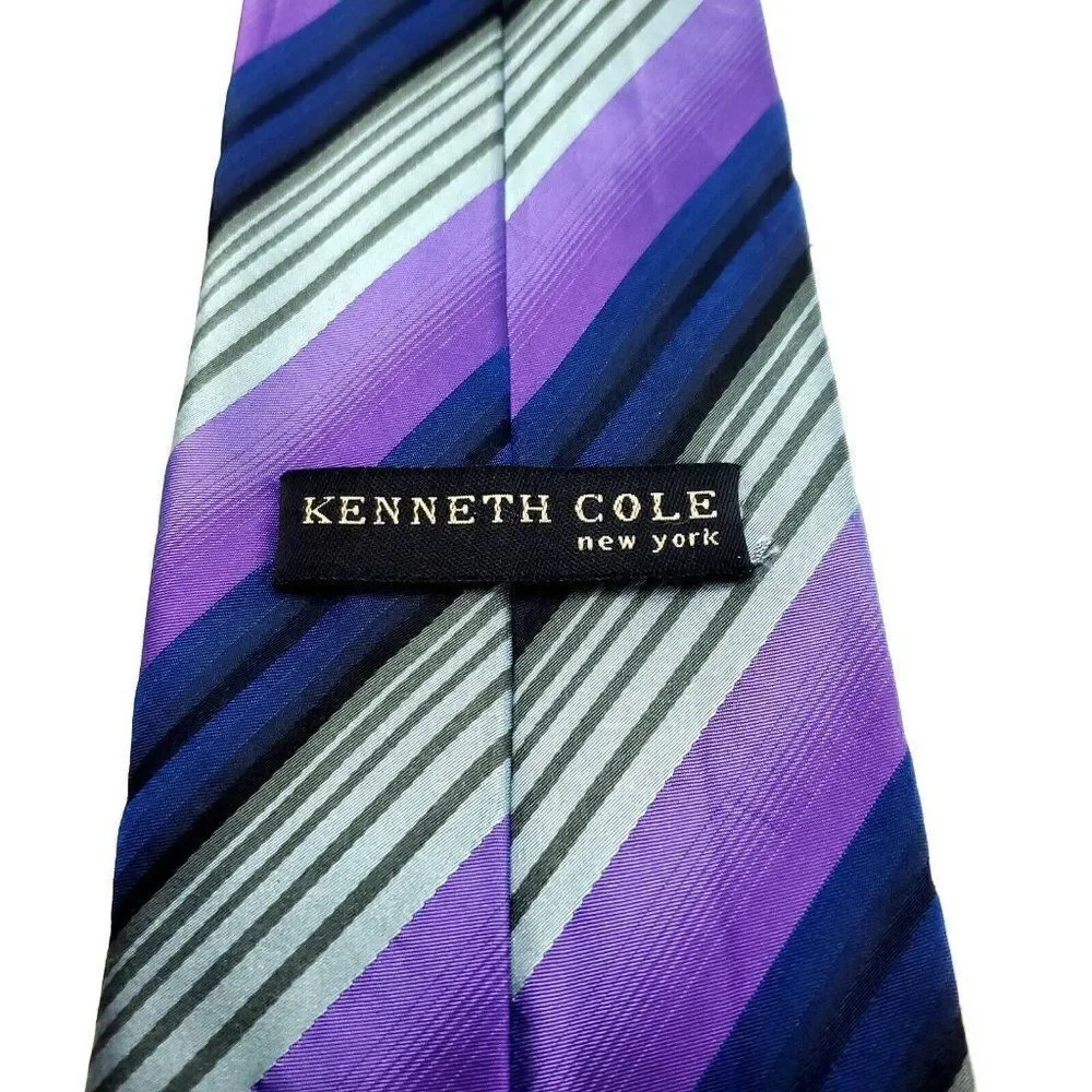 Kenneth Cole Purple‎ Silk Tie Woven Striped